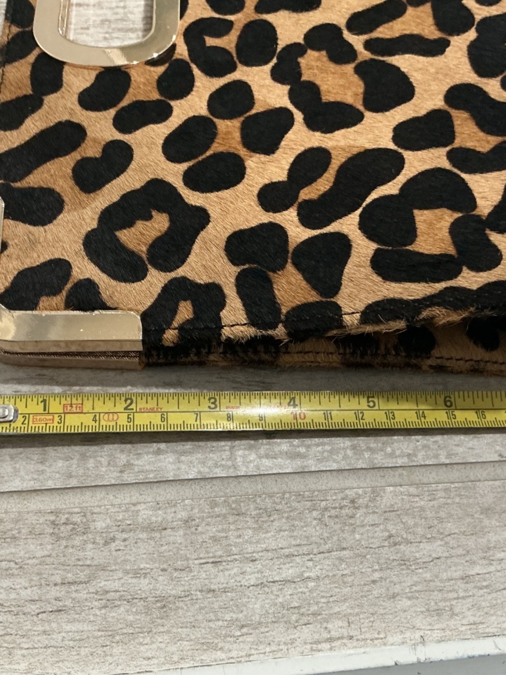 Leopard Print Handheld Clutch Bag - Brown/Black - Picture 9 of 14